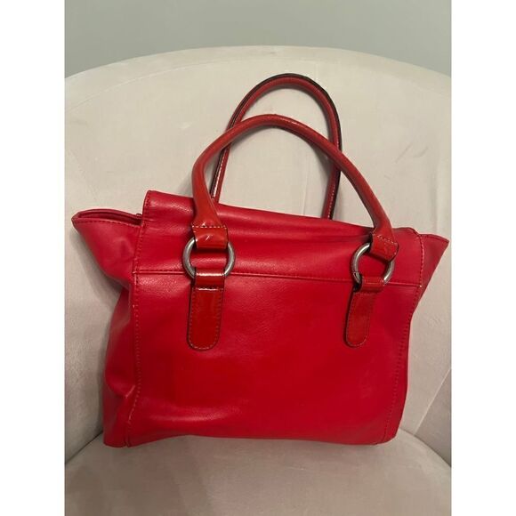 Guess Red Top Handle Bag Purse Floral - Picture 4 of 6